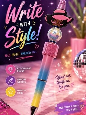 Write With Style Pink Gradient Glitter Top Pen - Brand: